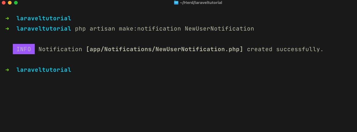Laravel Notifications artisan command
